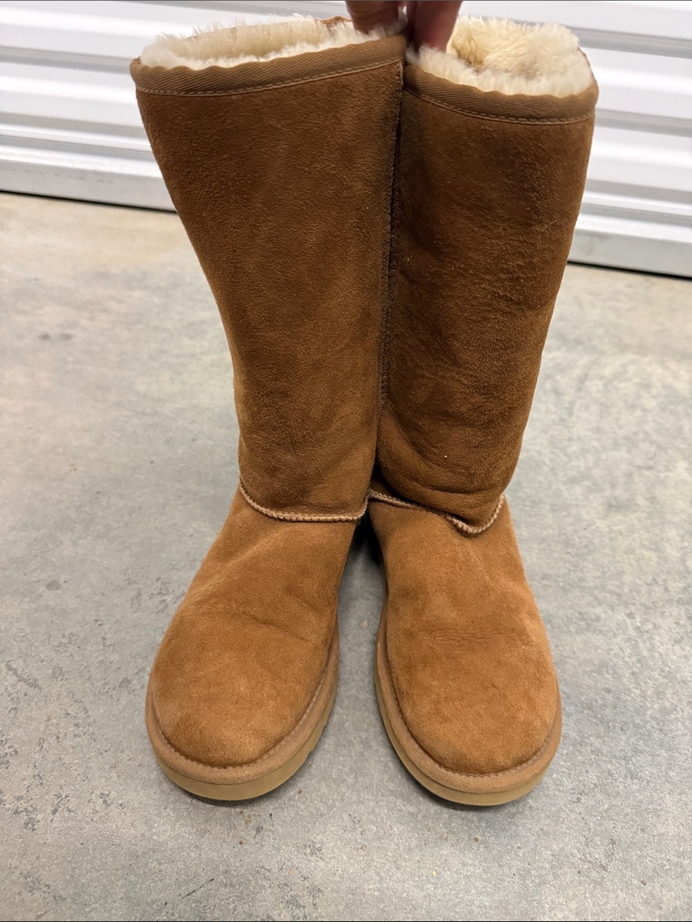 UGG Tall Chestnut Suede Shearling-Lined Boots